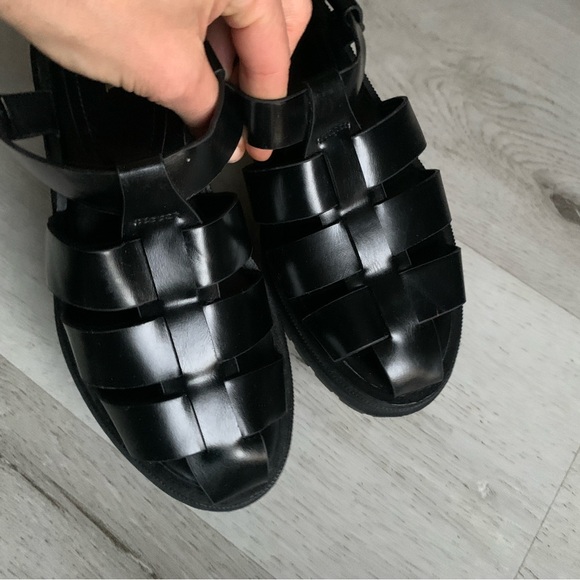 Zara Black Women's Sandals women's size 6 chunky gothic summer buckle strapped - Picture 3 of 8